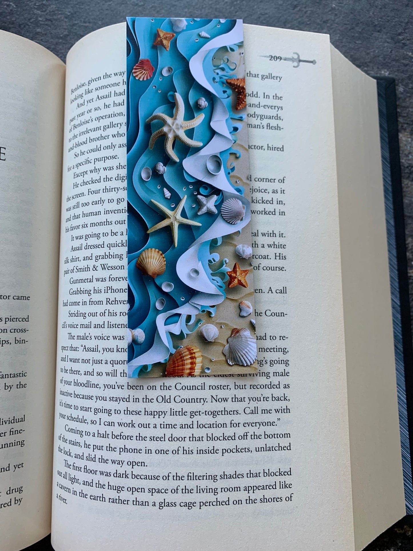 Art Deco Beach Bookmark Set or Individual