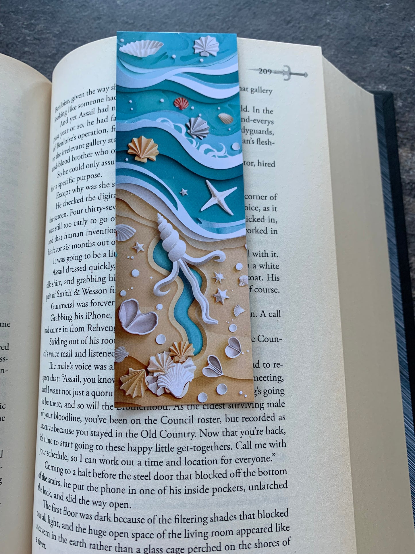 Art Deco Beach Bookmark Set or Individual